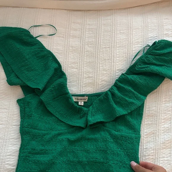 Francesca's Collections Green Ruffle Bodysuit - Picture 3 of 5